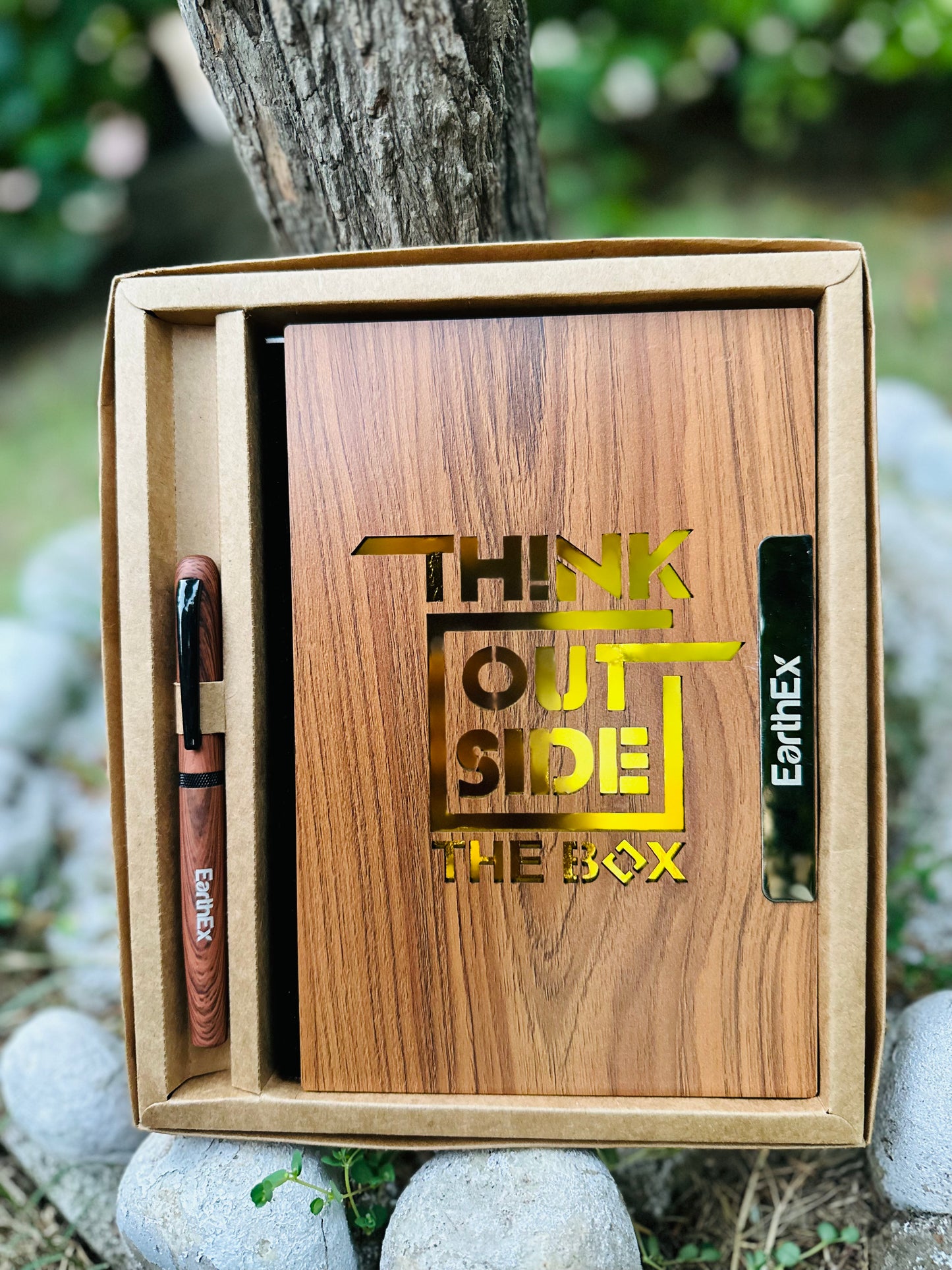 Thinking Outside The Box | Diary Pen Set | Wooden Cover